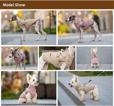 Тепла жилетка для собак з шлейкою, водонепроникний дощовик для маленьких собак, куртка для цуценят на холодну зиму (Хакі, XL)