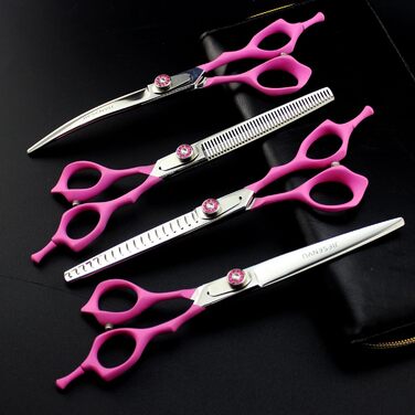 Набір професійних ножиць для грумінгу собак JIESENYU: 7 дюймів, прямі та витончені леза, 4 шт.