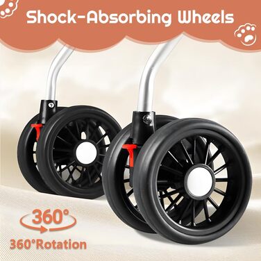 Візок для тварин Simcat: для собак та котів, складний, з поворотними колесами, чорний