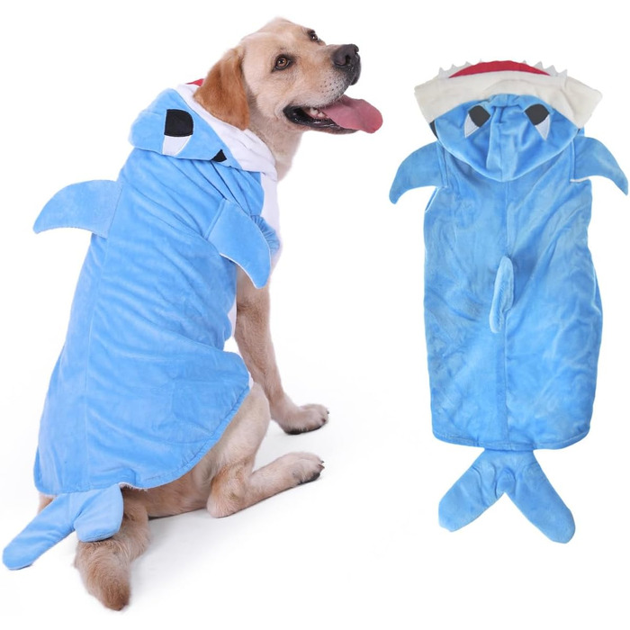 Костюм для собак FLAdorepet на Halloween: теплий флісовий костюм корови для великих собак, розмір 6XL (Обхват грудей 89 см, вага 23-36 кг), блакитний