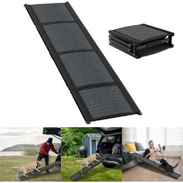 Східці для собак складні, 157 см, для великих собак до 110 кг, чорного кольору. Зі стійкою поверхнею та зручною ручкою. Підходить для LKW, SUV, високих ліжок