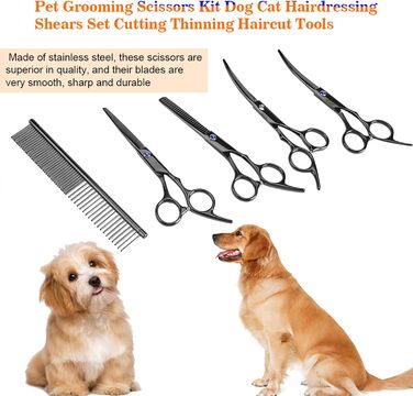 Набір професійних ножиць для грумінгу собак, 7 шт. - грумінг, стрижка, догляд за шерстю