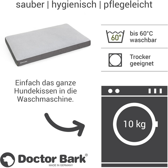 М'який лежак для собак Doctor Bark великих порід, 117x80 см, сірий, GreenLabel (XL, миючий)