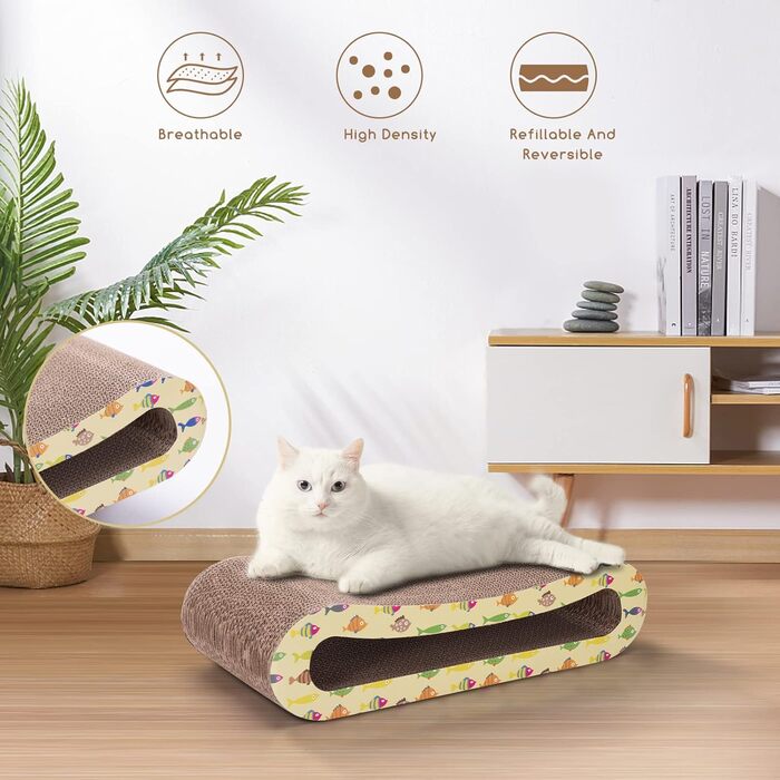 Кігтеточка для котів Nobleza Katze Kratzbrett 2 в 1 з котячою м'ятою, екологічна картонна поверхня, двостороння, 1 шт.