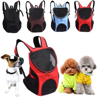 Рюкзак для собак і котів: переноска для тварин до 4 кг, ідеально для подорожей, походів та кемпінгу (червоний)