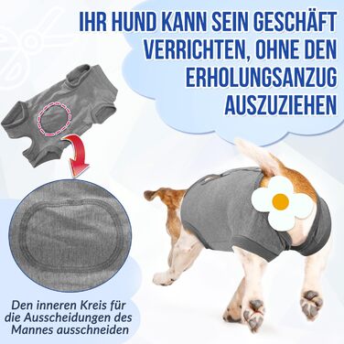 Комбінезон для собак після операції Eyein, сірий, XL (55-63 см). Дихаючий, зручний, з регульованою застібкою, захисний костюм для собак, альтернатива електронного нашийника.