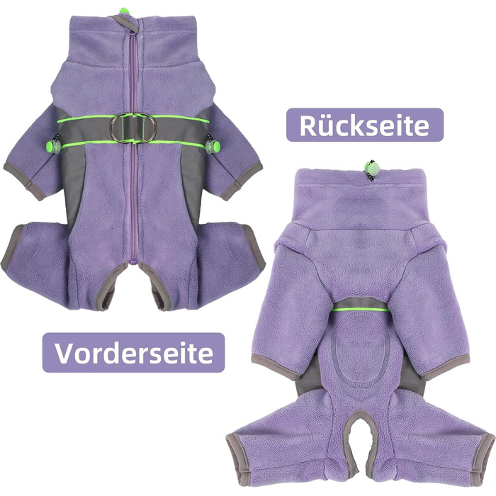 Флісова куртка для собак, тепла зимова куртка-мандель для собак, флісовий пуловер для собак з шлейкою та блискавкою, вітронепроникний, м'який піжамний костюм для середніх собак, Віндгорн, Французький бульдог (XS-XXL), M - обхват грудної клітки 42см, довжи