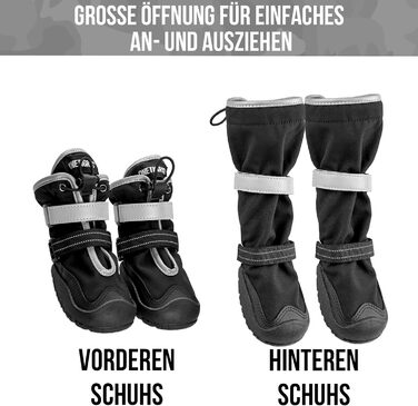 Чоботи для собак OneTigris Pathfinder: 4 шт., чорні, водонепроникні, теплі, регульовані, з світловідбиваючими застібками, розмір 9 (11x8 см)