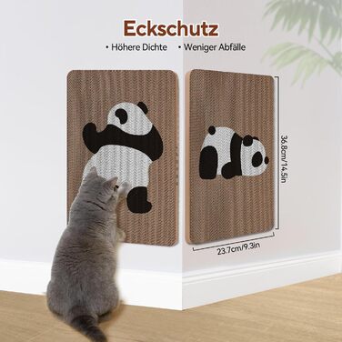Котячий дряпак для стіни AUSCAT з коробкою, 7 шт. Картон для дряпання котів, захист стін та меблів, 37 x 24 см, дизайн Панда