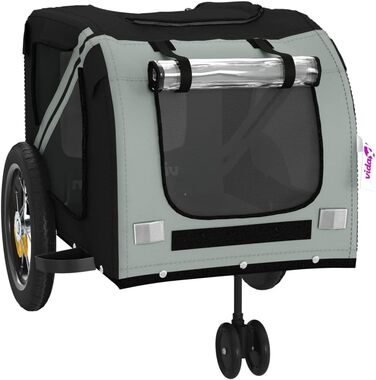 Причеп для тварин (122x52x53 см, чорний та сірий)