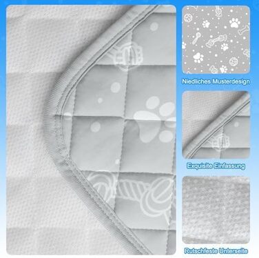 Кühlmatte для собак та котів MH MYLUNE HOME - термохромна охолоджуюча килимок, самоохолоджуюча, не слизька, водопоглинаюча, портативна, сіра, 110x80 см