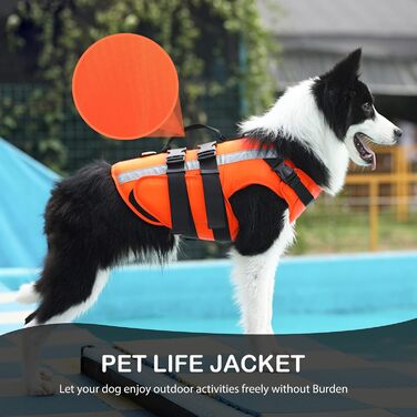 PETCUTE Жилет рятувальний для собак, регульований, з ручкою та світловідбиваючими елементами, для басейну, човнів, каное. Підходить для малих, середніх та великих собак