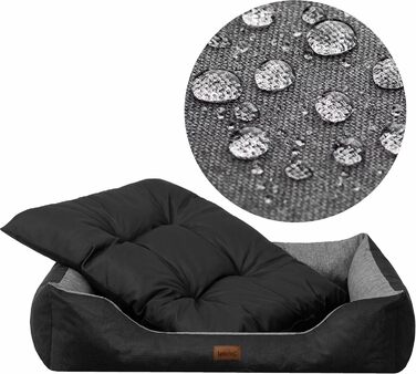 Крісло-ліжко для собак великих, середніх та малих порід - зручне ліжко для домашніх тварин - водонепроникне, розмір L, 92x73 см, графіт з чорним