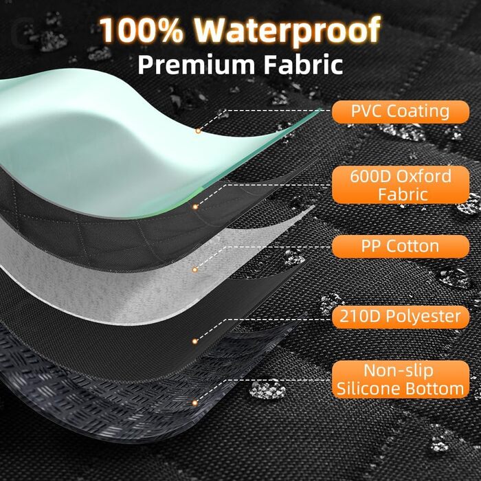 Захист для багажника автомобіля KYG для собак з неслизьким дном, захистом бокових панелей та краю завантаження, універсальний килимок для багажника, ковдра для собак в авто, водонепроникний та стійкий до подряпин 195 * 105 см (потовщений + 1 кишеня)