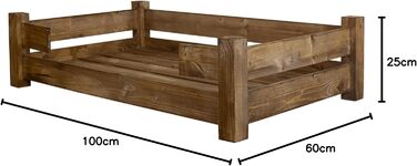 Собачий лежак Kistenkolli Winston XL з дерева (палісандр) з подушкою, 100x60x25 см