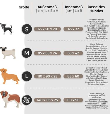 Крісло-ліжко для собак великих, середніх та маленьких порід - зручне ліжко для собак, сірого кольору, розмір L, 110 x 90 см, знімний та пральний чохол