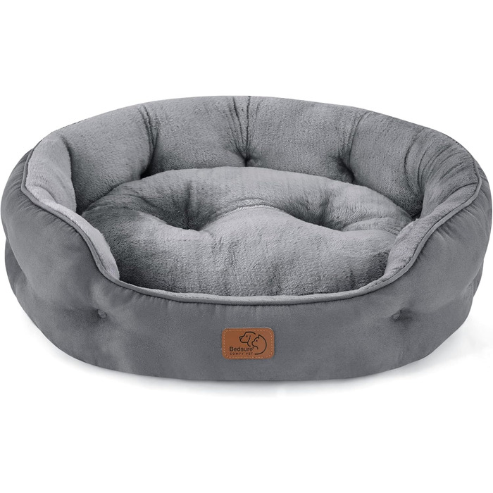 BEDSURE Ліжко для котів, 63x53x20 см, двостороння подушка, сіре, пране, для котів і маленьких собак