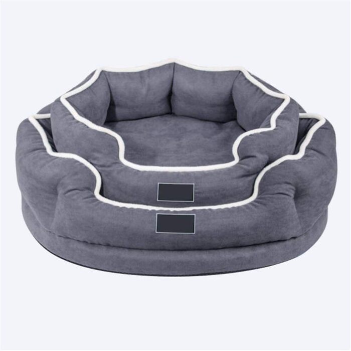 Ліжко для собак з піною пам'яті Deluxe, м'яке, миється, ортопедичне, знімний чохол, антиковзаюча підкладка, для малих та середніх собак (Колір: Синій, Розмір: S, M, Сірий)