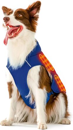 ORORO Теплий зимовий одяг для собак з підігрівом, акумуляторний, відбиваючий, для малих, середніх та великих собак (Синій, L)