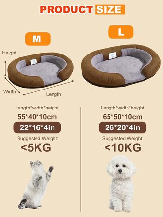 Ортопедичне ліжко для собак PETCUTE великих порід, зручне собаче ліжко з антиковзною основою та знімним, пральним чохлом, затишне ліжко для домашніх тварин, ліжко-диванчик для собак, кошик для собак середніх порід, колір кавовий (M)