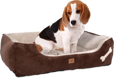 Крісло-лежанка для собак Buddy, лежанка-кошик, собаче ліжко, місце для сну середніх собак, диван для собак, знімний чохол, M (85x70 см), коричневий