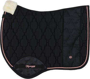 Schabracke Marengos Modern Rosé для теплокровних коней: м'яка підкладка, захист гриви та хребта, бароковий дизайн з квітковою стежкою та декоративною корделлю | підходить для виїздок та універсального використання, чорний колір