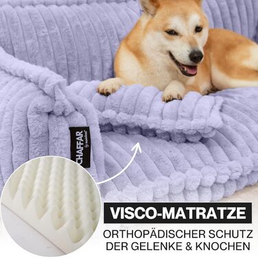 Крісло-лежанка для домашніх тварин Noviclass® Chaffar | Для котів та собак | Ортопедичний матрац | Сучасний стиль, Cord-дизайн, фіолетовий, XL (120 см)