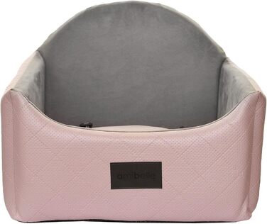 Автоматичний автокрісло для собак 2в1 | Універсальний автокрісло для собак та котів на заднє та переднє сидіння | Крісло-ліжко для собак та котів | Штучна шкіра, плюш | 48 x 48 см (Рожевий)