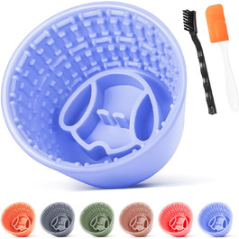 Повільна годівниця для собак, силіконовий лежак для собак, миска для їжі з лежаком, нековзна миска з присосками, миска для собак середніх та великих порід з лопаткою та щіткою, легко миється, блакитна