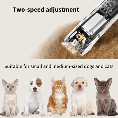 Airminti 4в1 Безшумна машинка для стрижки шерсті котів та собак, USB, 4 змінні насадки, для очей/вух/лап/нігтів (сіра)