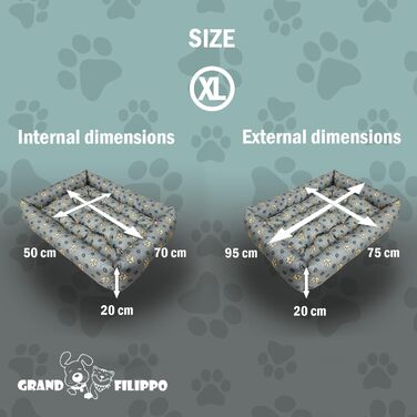 Лежанка для собак - водовідштовхувальна, для маленьких та великих собак, з неслизьким дном, корзина для собак, лежанка для собак (95x75x20, Велика лапа)