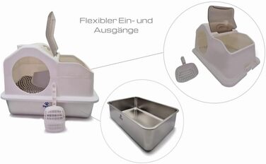 Котів туалет Petix Ramp XXL з кришкою, 61x40x44 см, великий, з фільтром та рампою, антипросковковий, герметичний, з килимком, легко чистити