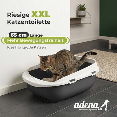 Гігантський закритий лоток для котів XXL Jumbo (65 см) з бортиком та совком, антрацит