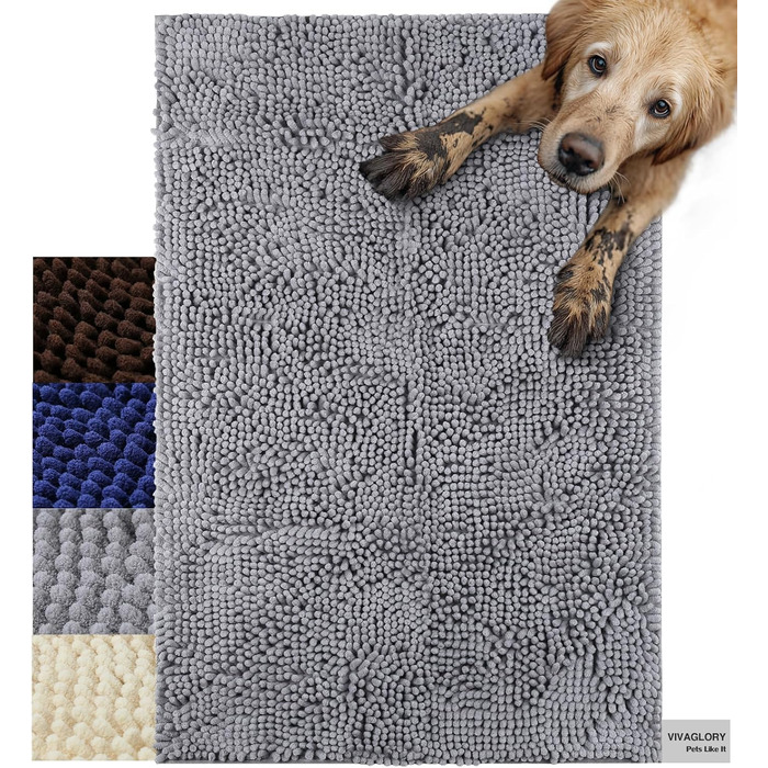 Килимок для собак VIVAGLORY Absorpmax Cleany Mat: поглинаючий, миючий, неслизький, сірий, 80x50 см