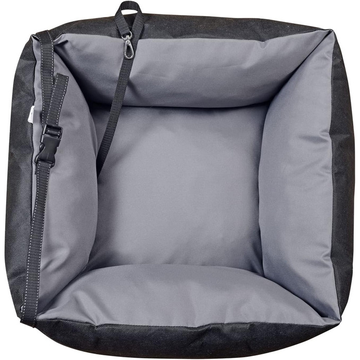 Автокрісло для собак KingDog з підсумком, безпечний лежак для тварин, водонепроникний матеріал PVC-Codura (Чорний/Сірий, 55x55 см)