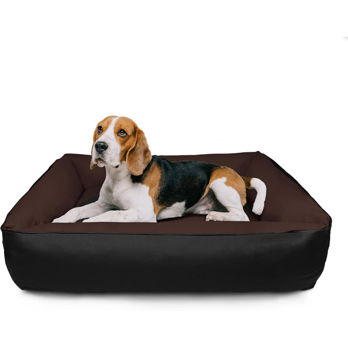 Ліжко-матрац для собак BedDog 2в1 MAX Quattro M, велике собаче ліжко з бортиком із кордури, миюче, для дому та вулиці, мокко-чорно-коричневе