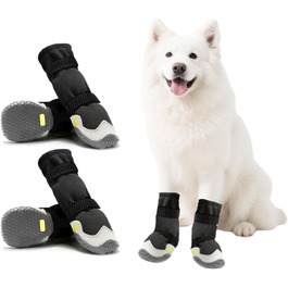 Чоботи для собак: захист подушечок лап [4 шт.], водонепроникні та дихаючі, з неслизькою підошвою та світловідбиваючим кріпленням. Підходять для малих, середніх та великих собак. Зручні чоботи для прогулянок на вулиці.