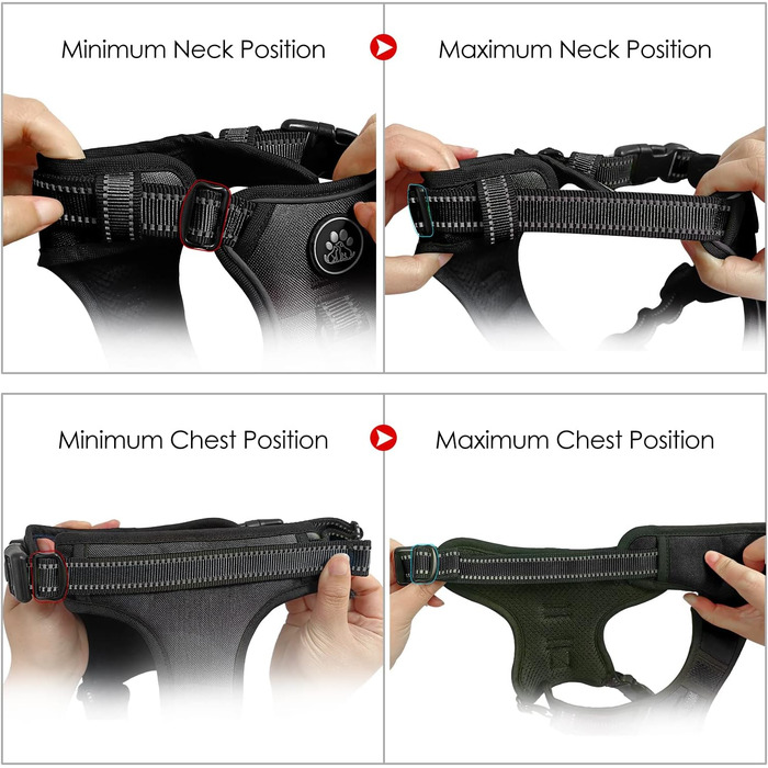 Нашийник для собак великих порід NESTROAD, поводок та ремінь безпеки для авто, чорний, розмір L (обхват шиї 38-48 см, обхват грудей 48-74 см)