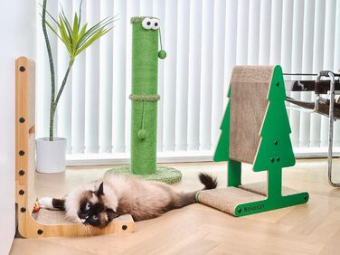 Когтеточка для котів Nekosan L-подібна, настінна, з 2 іграшковими м'ячами, для захисту дивану та стін