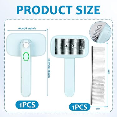 Іонна щітка для тварин Pet Ion Brush: самоочисна щітка для собак та котів, зменшує статичну електрику, для короткої та довгої шерсті