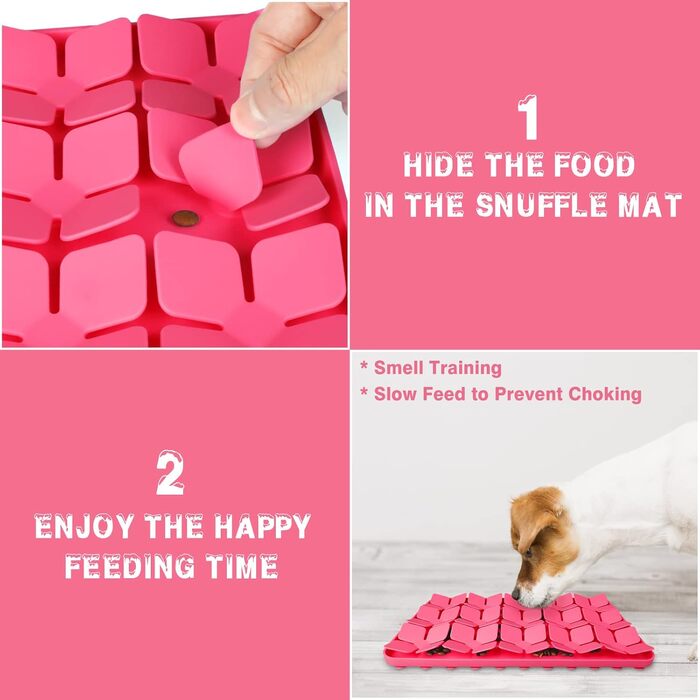 Інтерактивна килимок для собак, 2 шт. з силікону, для тренування нюху та повільного годування, рожевий + блакитний, розмір M-8'X13'