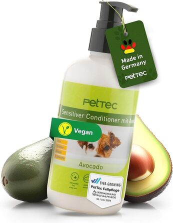 Кондиціонер для собак PetTec з авокадовою олією, 250 мл, pH-нейтральний, для всіх порід, без парабенів, силіконів і ароматизаторів, веганський догляд за шерстю