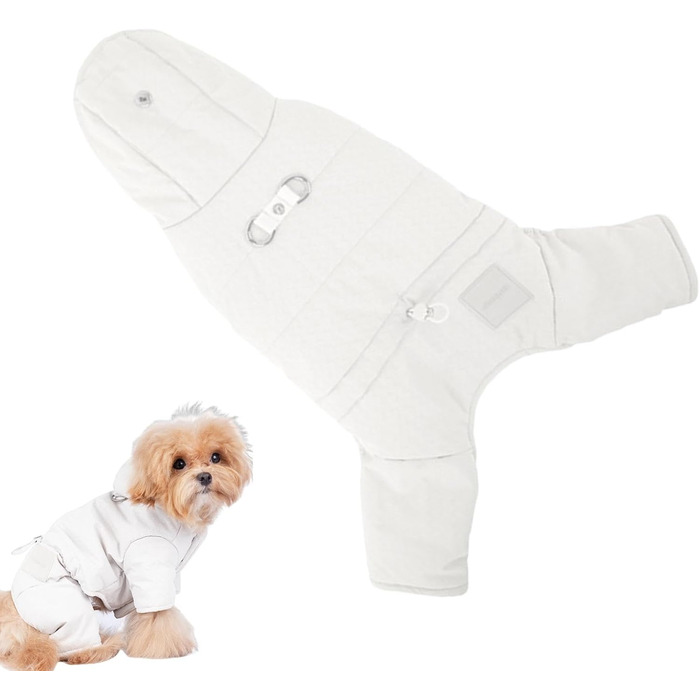 Зимова куртка для собак, тепла флісова куртка для маленьких собак, тепла зимова одіяння для тварин (білий, S)