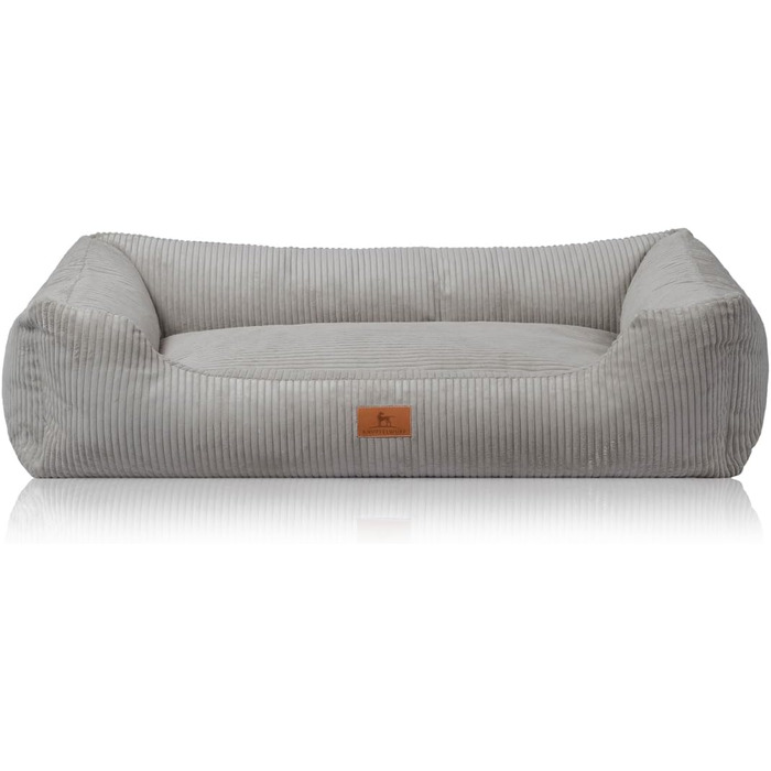 Лежак для собак Knuffelwuff Olivia XL 105x75 см, світло-сірий, корд, знімний чохол, машинне прання, для великих і малих собак