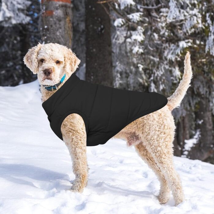 Зимовий одяг для собак Meioro: тепла куртка, жилетка, флісовий пуловер для малих та середніх собак (чорний, XL)