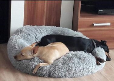 Кругле ліжко для собак ZINN, м'яке, миється, велике, світло-сіре, розмір M (70 см)