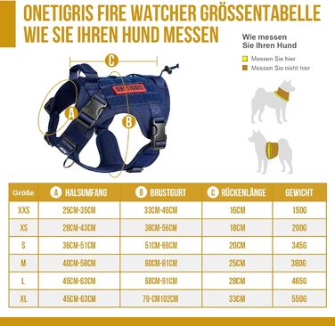 Тактична шлея для собак OneTigris FIRE WATCHER, 1000D нейлон, з ручкою та 2 D-кільцями, синя, розмір S