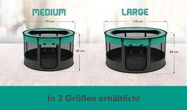 Вольєр для цуценят Meisterpet®: складаний, для собак, котів, кроликів - внутрішнє та зовнішнє використання. З сумкою та мискою в подарунок! (115 x 58 см)