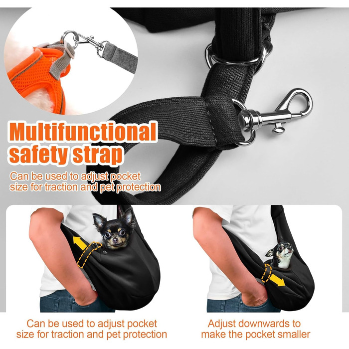 Сумка-кенгуру для собак та котів Tomkas, переноска для маленьких тварин, регульований ремінь, кишеня на блискавці, застібка-клипса (Сірий, M)