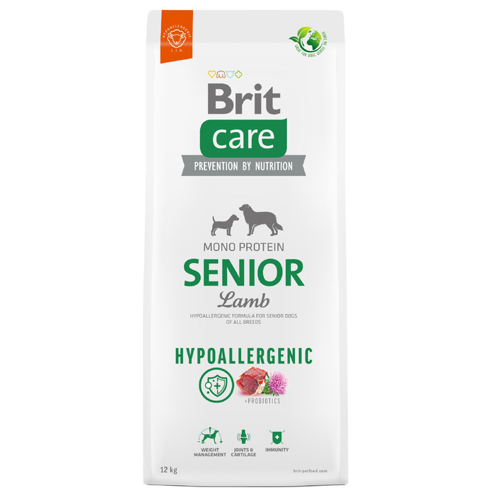 Сухий корм Brit Care Hypoallergenic Senior з ягнятиною для літніх собак, 12 кг